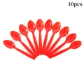 Set of 10 red disposable plastic spoons for Independence Day party table decoration - Red Dining Spoon