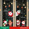 Details von Weihnachtsfensteraufklebern mit Weihnachtsmann und Rentier auf Glas - Kombi AMJ052+AMJ055+XC034