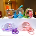 Lot de 5 porte-clés lapin flottant avec liquide coloré et charmes de paillettes brillants - Style Fermoir Mousqueton / Combo de lapins de dessin animé en métal (Mélange aléatoire)