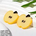 Paio di accessori per capelli a fette di mela gialla in resina, stile frutta 2,8 cm - Mela Gialla