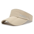 Beige foldable sun visor hat with NY JA embroidery and breathable laser-cut holes - Adjustable / Khaki
