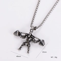Silver stainless steel bodybuilder weightlifting pendant necklace for fitness lovers - Bodybuilder Figure Design (8) / Matching Chain