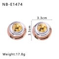 Two-tone geometric circle stud earrings in gold and silver finish with size markings - Three-tone Concentric Sphere Style (NB-E1474)