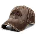 Vintage washed dark brown baseball cap with NYBOOY embroidery and distressed brim - Adjustable / Coffee