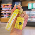 Cute yellow Pikachu camera keychain with Good Luck wrist strap and golden bell charm - Glowing Camera-Yellow Pet