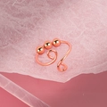 Bague anti-anxiété rose doré avec trois perles mobiles sur anneau spirale - Ouvert Réglable / Style de Perles Coulissantes en Spirale (NJ969) / Or rose