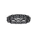 Detailansicht der 8mm Hämatit-Perlen und Distanzstücke am elastischen Herren-Yoga-Armband - Zweireihiges Hämatit-Armband