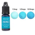 Sky blue liquid dye for DIY candles showing color gradient effects from 1 to 10 drops - 10ml / Sky Blue