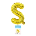Golden S-letter foil balloon 16-inch with backing card for birthday party decoration - Letter S (With Backing Card) / 16" / Gold