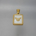 18K gold plated Taurus zodiac necklace with white shell inlay on stainless steel - Taurus