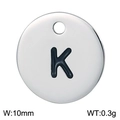 Polished stainless steel letter K round pendant charm 10mm width for DIY jewelry making - Letter K