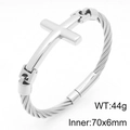 Vintage silver steel cross cable bracelet with 44g weight and 70x6mm inner size - Silver