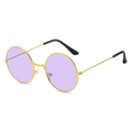 Retro-Runde Sonnenbrille mit Goldrahmen und hellvioletten Gläsern im klassischen Vintage-Stil - Goldrahmen Lila Gläser