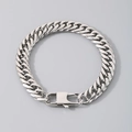 Poliertes silbernes Panzerarmband aus Edelstahl für Herren mit sicherem Kastenverschluss - Armband 21.5cm / Silber