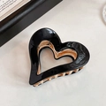 Elegant black heart-shaped spring hair clip with gold metal teeth for a ponytail - Length approx. 5cm / Black Heart Claw