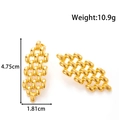 Polished gold flower-style woven geometric hoop earrings measuring 4.75cm in height - Chain Link / Gold