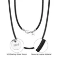 Black leather necklace cord with 925 sterling silver lobster clasp and S925 engraved tag - Leather Rope / 2mm/55cm