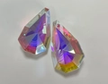 Teardrop crystal pendants with AB colorful iridescent coating for wedding decor - 38MM Double-Sided Pear / Rainbow AB