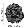Dettaglio toppa ricamata con ghirlanda di rose e testo NOT TODAY SATAN, 5.5cm altezza - N. 1 Slogan ghirlanda di rose