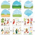 Descripción del set de pegatinas de escenas de Pascua DIY con personajes y motivos - Juego de pegatinas de escena con forma de historia de resurrección para niños QS / Multicolor