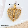 Golden micro-pave zircon heart wing pendant showing 2.1x2.7cm size and 5.4g weight specs - SMP54280-Gold Closed Wings Heart Pendant