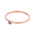 Minimalist 18K rose gold plated stainless steel ring with a round purple zircon - US 5 / Light Purple - Rose Gold Band