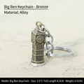 Detailed view of Big Ben alloy keychain in retro bronze finish on textured fabric - Multi-size / Big Ben Small Antique Bronze
