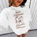 White oversized cotton t-shirt featuring retro More Espresso cartoon print graphic - XL / White