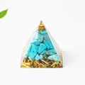 3cm natural turquoise and gold foil resin pyramid ornament for home decor meditation - 3cm / Turquoise