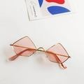 Détails des lunettes de soleil rétro en métal doré géométrique avec verres roses - Rose
