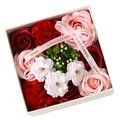 Pink and red soap flower gift box with roses and carnations in a square white box - 15cm*15cm*8cm / Cherry Blossom Red
