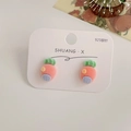 Cute carrot flocked stud earrings with 925 silver needles for a playful autumn style - Orange Pineapple House