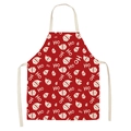 Linen Christmas apron with Santa Claus print and red festive Ho Ho Ho patterns - Red Ho Ho Ho (WQ01-14)