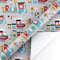 Thick gift wrapping paper with colorful cartoon train patterns and railway signs - Style 4: Cartoon Grey Train