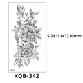 XQB-342 temporary tattoo featuring turtle and flower sketch design, size 114x210mm - Turtle Floral Sketch (XQB-342)