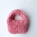 Plush pink chenille handbag with a soft candy color finish and trendy mop-like texture - Pink