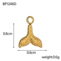 Detailed view of a gold stainless steel fishtail pendant with zircon stones, 8mm size - Gold Fishtail Pendant (BP1248D)