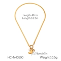 Détail collier chaîne serpent dorée de 42cm avec breloques cœur perle et feuille 10.5g - Style Cœur Perle Feuille Doré (HC-N40500)