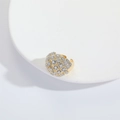 Adjustable gold plated open ring featuring a hollow mesh design set with sparkling zircons - Full Zirconia Style