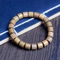 Authentic cylindrical sandalwood prayer beads bracelet with natural wood grain - Green Sandalwood Barrel Beads / 8mm x 22 Pieces / Olive Green
