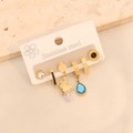 Trois paires de boucles d'oreilles en acier doré avec papillon et goutte bleue - Design Papillon et Gemme Goutte d'Eau (5#)