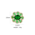 Elegant green flower brooch with crystals in gold finish, size 2.2cm x 2.0cm - B797 Green/Flower