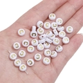 White 4x7mm acrylic letter beads with gold letter C for DIY jewelry making - Letter C