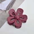 Matte burgundy flower hair claw clip with floral design and frosted resin finish - 7cm / Chocolate Hollow