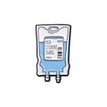 Macro detail of enamel pin in blue infusion bag shape with Med Student Tears text - Blue Infusion Bag Style (QHXZ495)