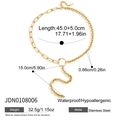 Détail du collier en Y en acier doré 18K avec boucle circulaire et pampille serpent - Style Chaîne Épaisse avec Goutte Serpent (JDN0108006)