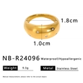 Golden wide vintage stainless steel ring with zircon stones, 10mm width variant - Wide Arc Gold Stainless Steel Ring (NB-R24096)