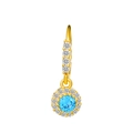 Golden dangle earring with a round light blue gemstone and white crystal accents - Gold Waterdrop Nose Ring (K-709)