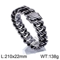 Bracciale da uomo a catena cubana in acciaio inossidabile, maglia spessa 22mm, lungo 210mm - Maglia Cubana Canna di Fucile Larga 22mm (KB76275-BD) / Lunghezza 210mm/Peso 138g