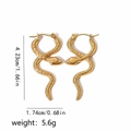 Boucles d'oreilles serpent en acier doré 18k avec dimensions détaillées et poids - Acier Inoxydable Plaqué Or 18k / Style de Serpent Texturé (TE6059)